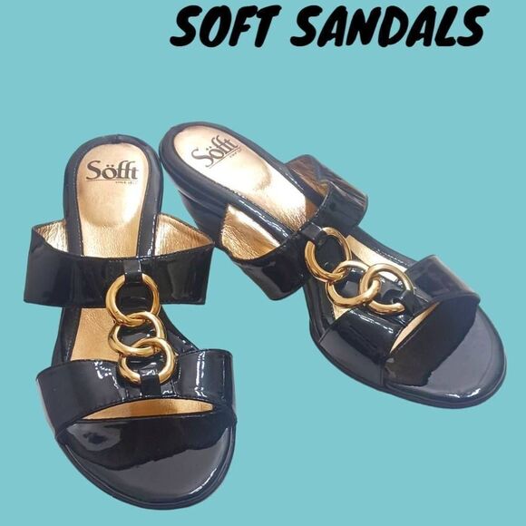 SOFFT Women's Leather Gold Tone Sandals 9 Wide - Picture 9 of 13